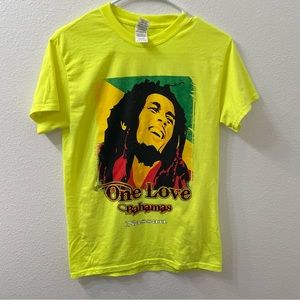 Gildan bob marley one love neon green shirt small